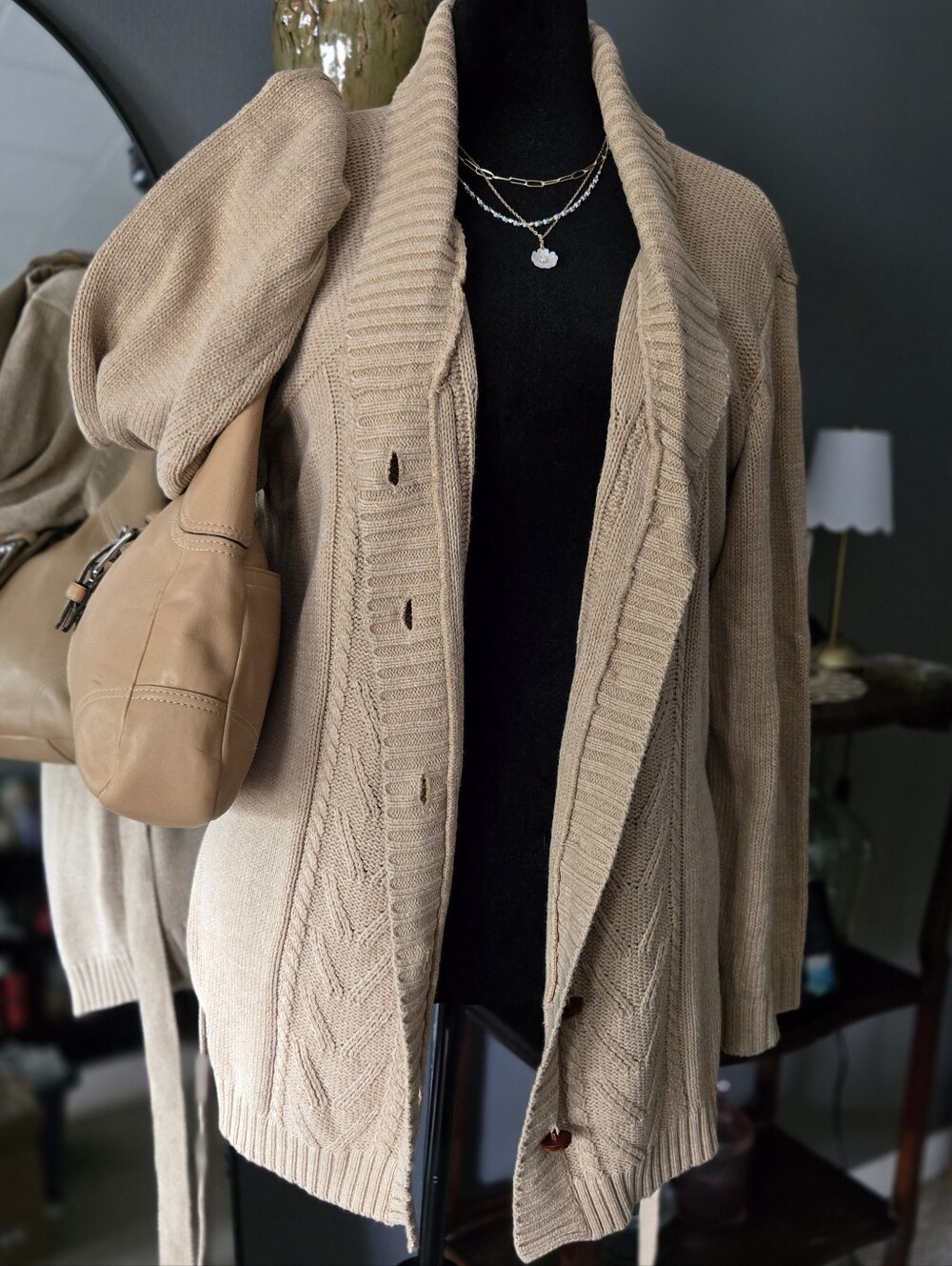 Deadstock NWT Vintage 90s Kmart Basic Editions Shawl Collar Knit Belted Cardigan